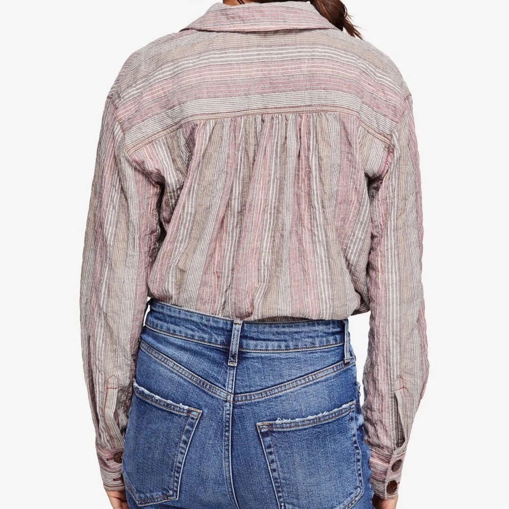 Free People High Tide Multi Stripe Top Button Down